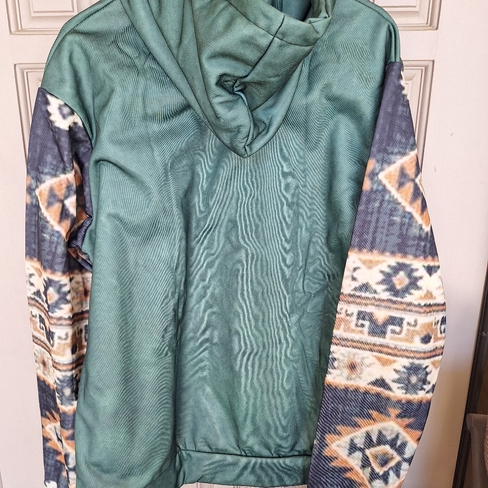 SW Print Hoodie Shiny Knit Drawstring SzXL? Long Sleeves NEw Without Tags - Picture 4 of 11
